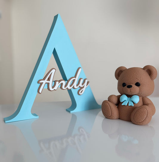 Set Personalizado • Inicial + Nombre + Figura Decorativa (Modelo Andy)