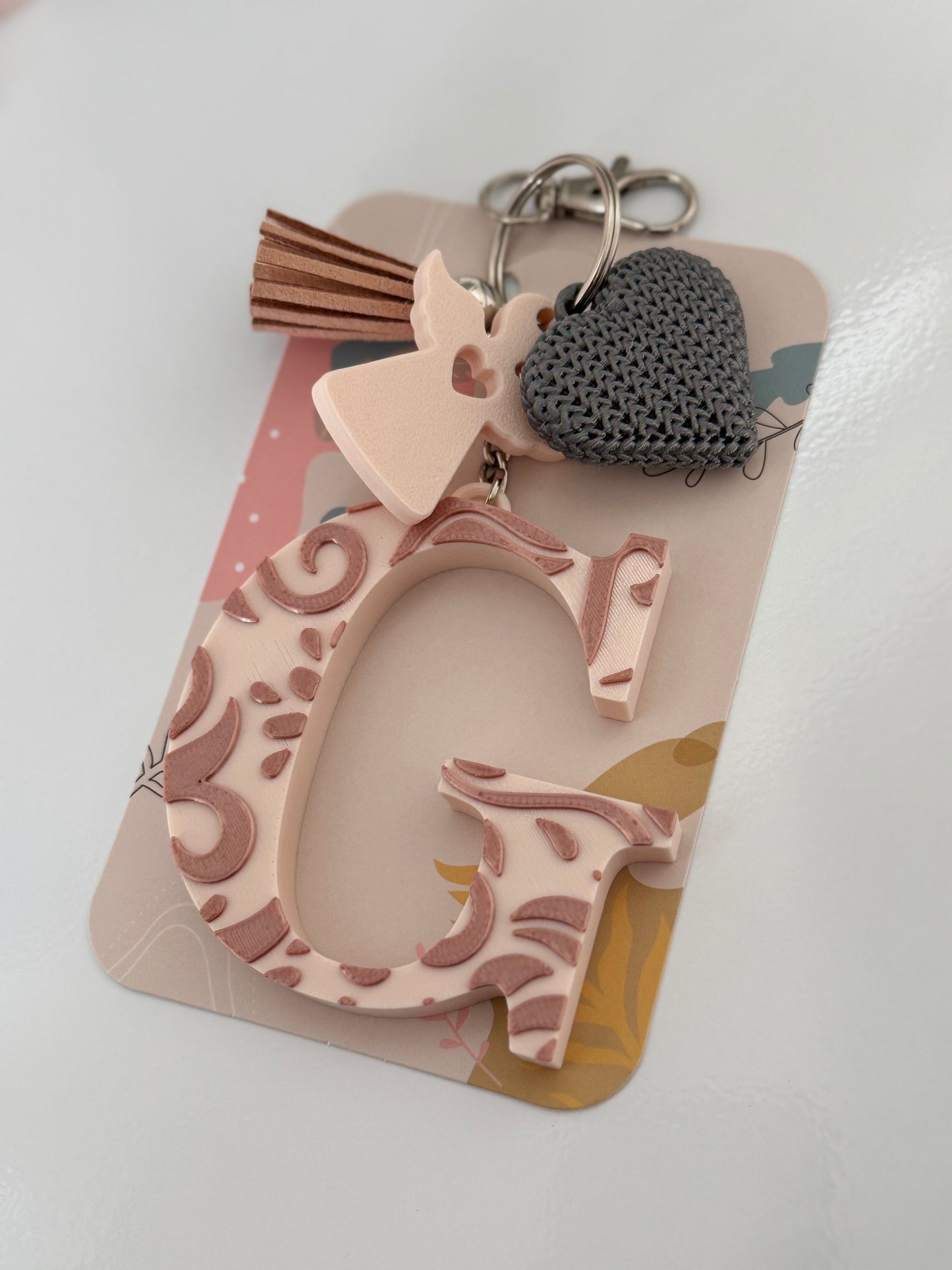 Llavero Personalizado - Inicial + Ángel + Corazón