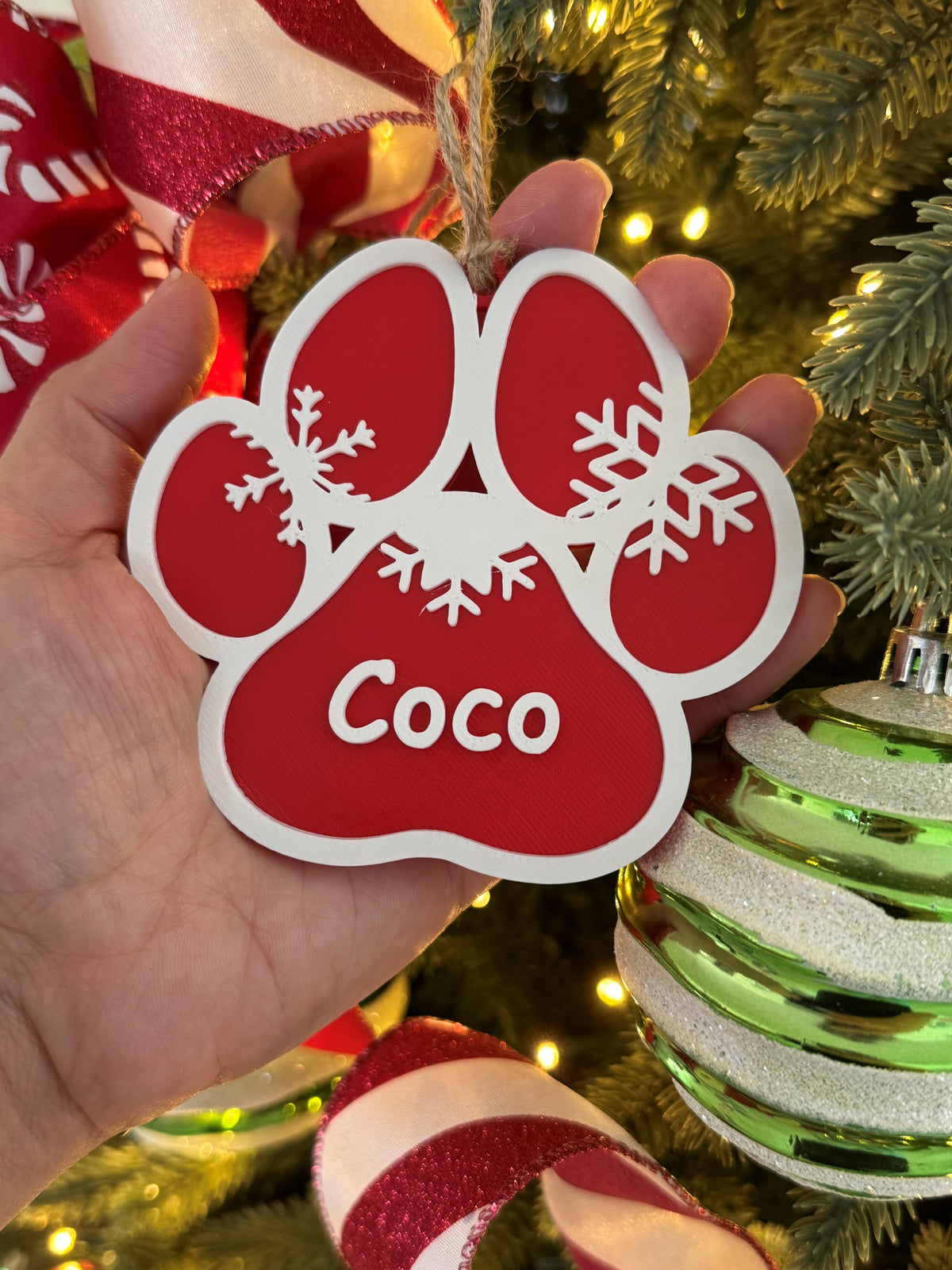 Huellita Navideña Personalizada | Ornamento para Mascotas