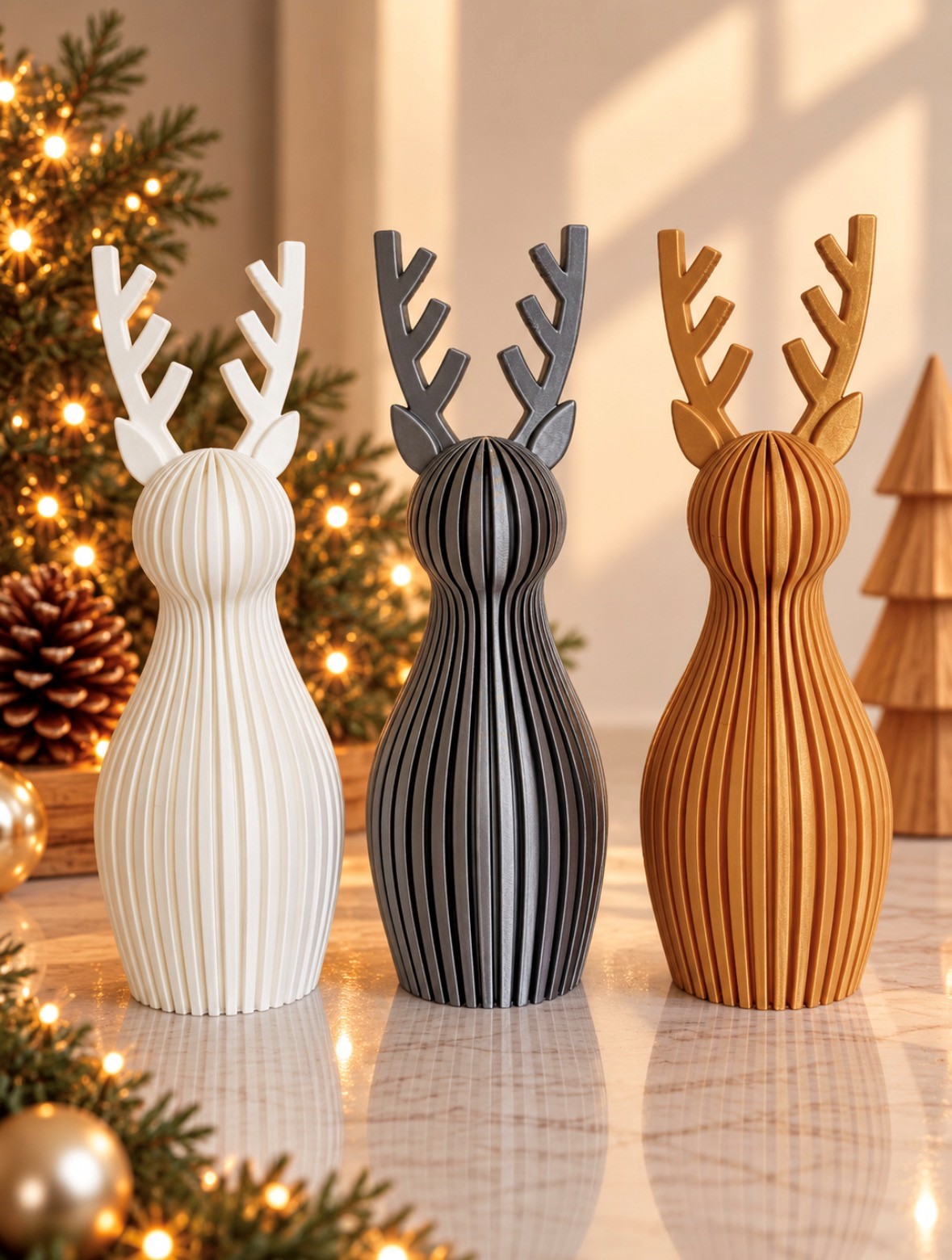 Set de 3 Venados Navideños | Decoración Moderna