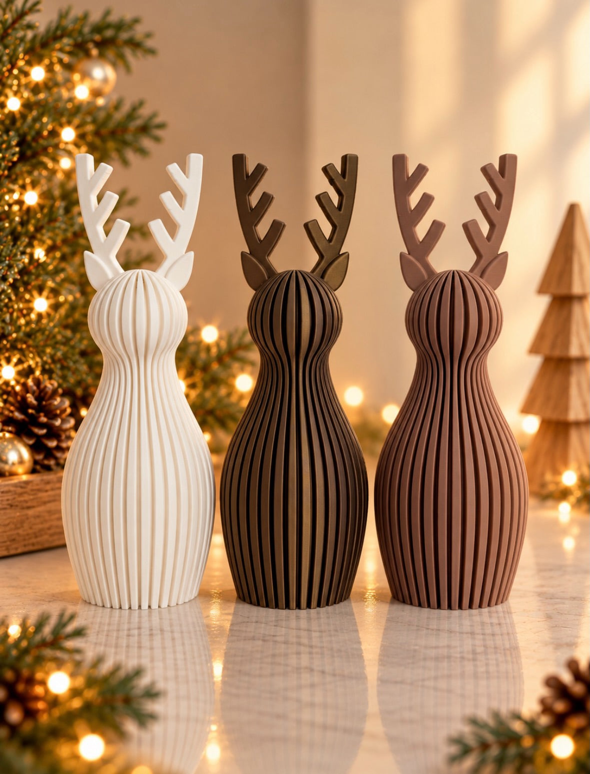 Set de 3 Venados Navideños | Decoración Moderna